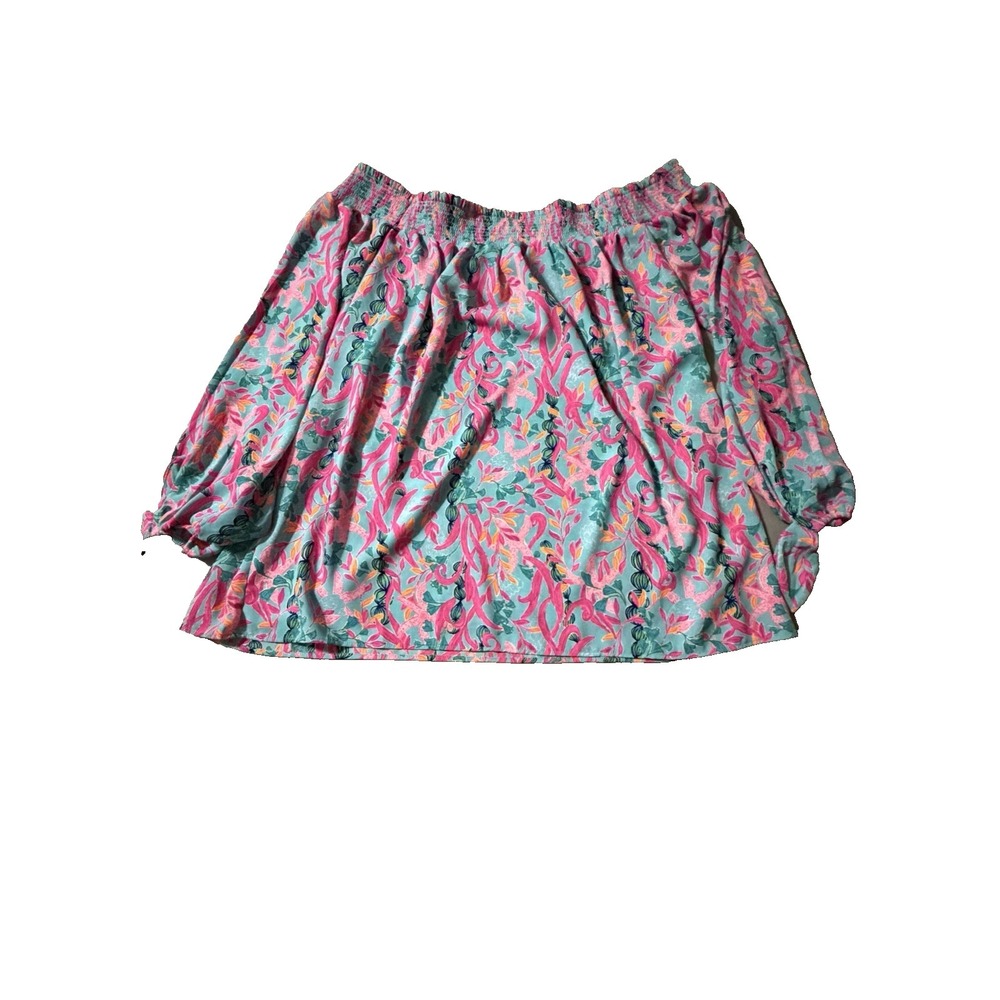 Lilly Pulitzer Women's Size Large Seaweed Samba Print Off the Shoulder 3/4 Shirt